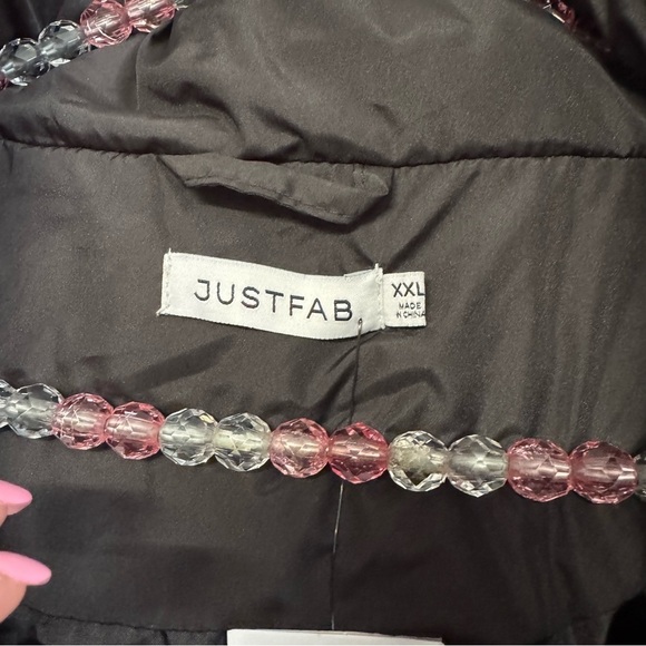 NWT JustFab long puffer coat black pockets vest - Picture 3 of 12